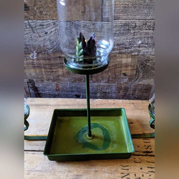 Vintage Metal Green Candelabra With Glass Globes - Picture 6 of 15